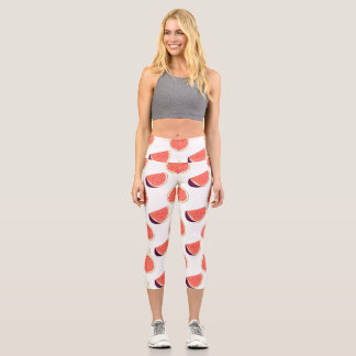 Nahtlose lila Feige: farbiges Muster Capri Leggings