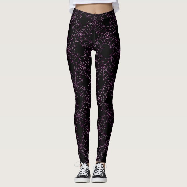 Nahtlose Lila Fohlen und schwarze Kobelgewebe Hall Leggings (Vorderseite)