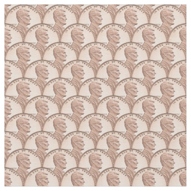 Nahtlose Lincoln Penny Pattern - Kupfermünzen Stoff (Nahaufnahme)