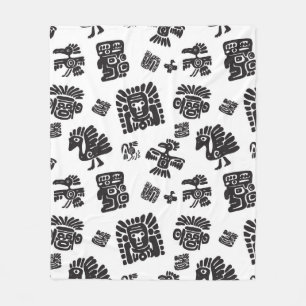 Nahtlose Maya-Muster. Schwarzweißelmännchen Fleecedecke