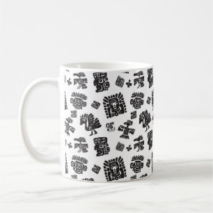 Nahtlose Maya-Muster. Schwarzweißelmännchen Kaffeetasse