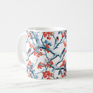 Nahtlose Meisen Vögel, Winter Schnee Zweige, Reihe Kaffeetasse