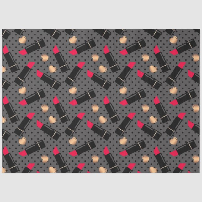 Nahtlose Mode Kosmetische rote Lippenstift-Polka-P Seidenpapier (Vorderseite)