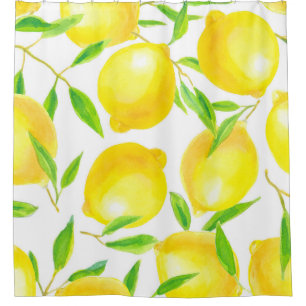 Nahtlose Muster aus Aquarelllemonen und Lea Duschvorhang