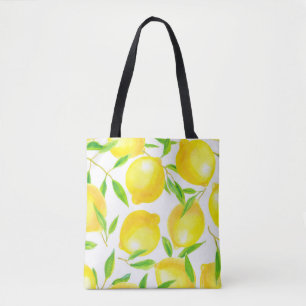 Nahtlose Muster aus Aquarelllemonen und Lea Tasche