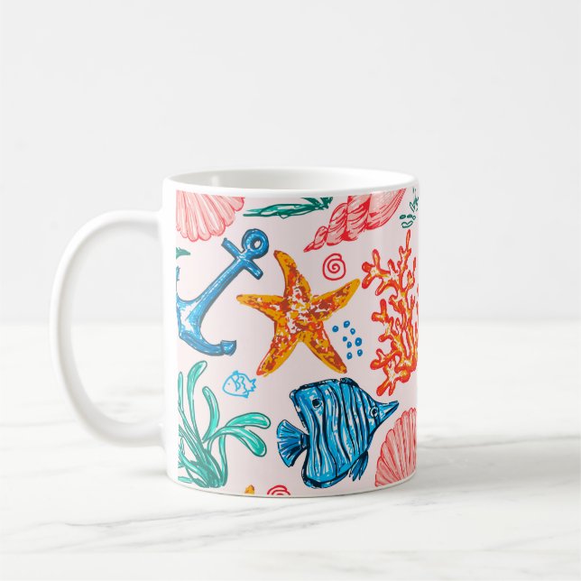 Nahtlose Muster bei Meerestieren Kaffeetasse (Links)