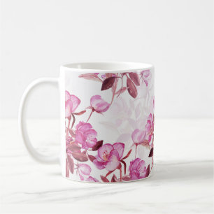 Nahtlose Muster blühende Zweig der Rose Hüften. Kaffeetasse