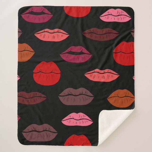Nahtlose Muster farbige Lippen Sherpadecke (Vorderseite)
