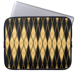 Nahtlose Muster in Gold und Schwarz Laptopschutzhülle