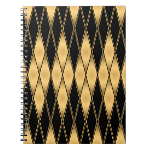 Nahtlose Muster in Gold und Schwarz Notizblock