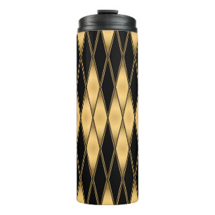 Nahtlose Muster in Gold und Schwarz Thermosbecher