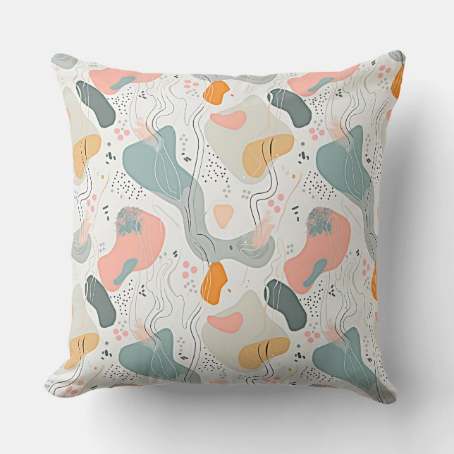 Nahtlose Muster-Memphis-Stil-Design, weißer Hinter Kissen (Vorderseite)