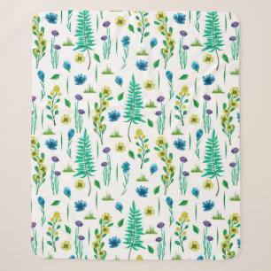 Nahtlose Muster mit Farn und Blume Sherpadecke