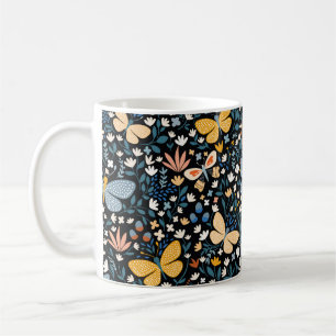 Nahtlose Muster mit Schmetterlingen, Hand dr Kaffeetasse