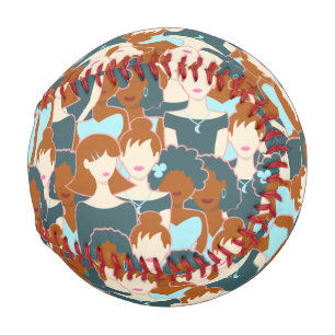 Nahtlose Muster mit schwarzen Mädchen und weißen M Baseball