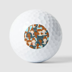 Nahtlose Muster mit schwarzen Mädchen und weißen M Golfball