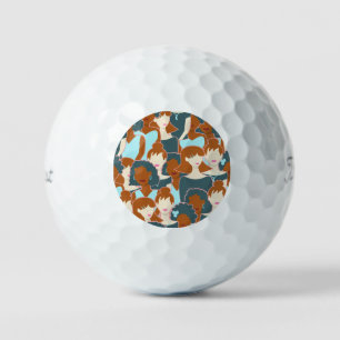 Nahtlose Muster mit schwarzen Mädchen und weißen M Golfball