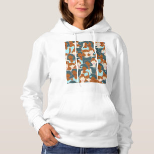 Nahtlose Muster mit schwarzen Mädchen und weißen M Hoodie