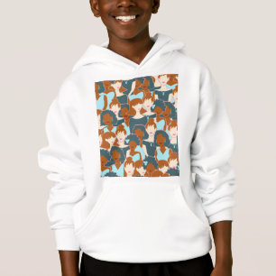 Nahtlose Muster mit schwarzen Mädchen und weißen M Hoodie