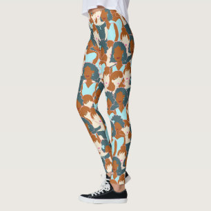 Nahtlose Muster mit schwarzen Mädchen und weißen M Leggings
