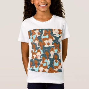 Nahtlose Muster mit schwarzen Mädchen und weißen M T-Shirt