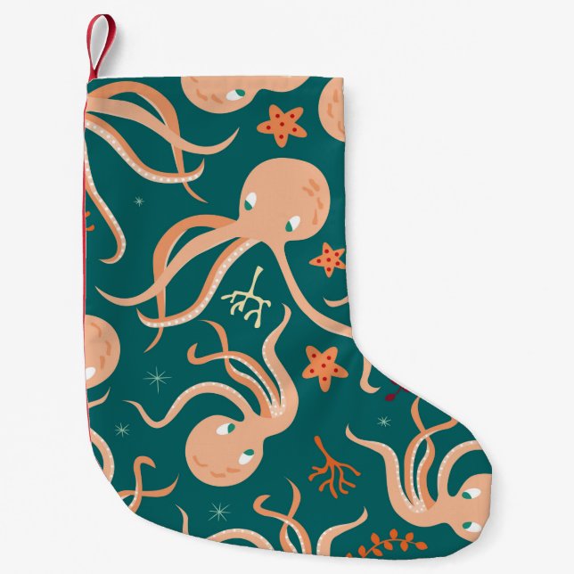 Nahtlose Muster mit Unterwassertieren, cu Kleiner Weihnachtsstrumpf (Vorderseite)