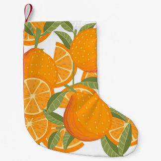 Nahtlose Muster orangefarbener Zitrusfrüchte, die Kleiner Weihnachtsstrumpf