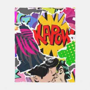 Nahtlose Muster Pop Art Comic Stil. Collage of  Fleecedecke