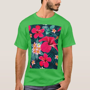 Nahtlose Muster Roter Hibiskus frangipani Blume a T-Shirt