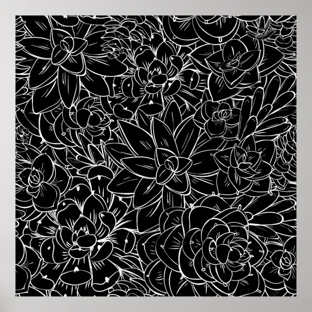 Nahtlose Muster sukkulent. Vintages Design Poster (Vorne)