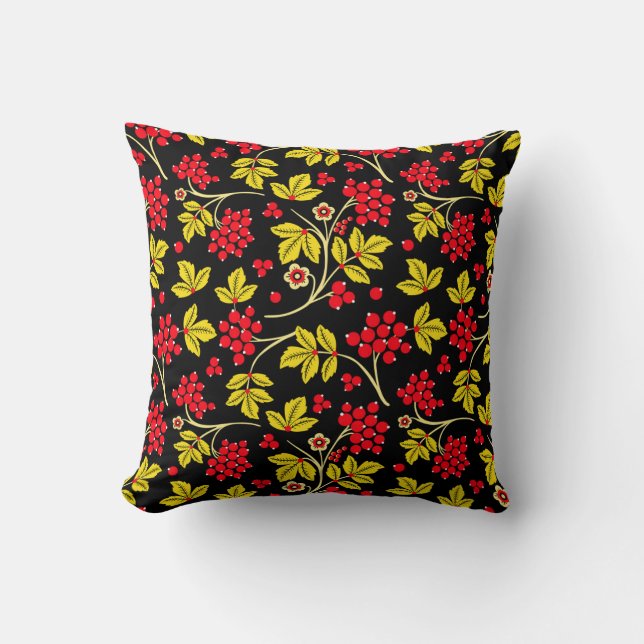  Nahtlose Muster von Blume und Beeren. Russisch  Kissen (Vorderseite)