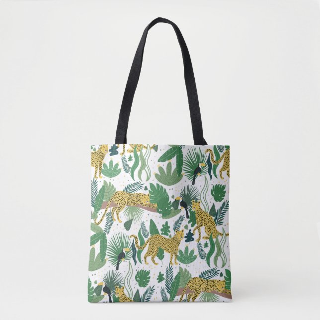 Nahtlose Muster von Leoparden im Dschungel. Sommer Tasche (Vorderseite)