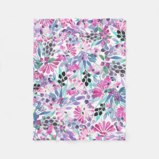 Nahtlose Muster von violetten Blumen und Beeren,bl Fleecedecke