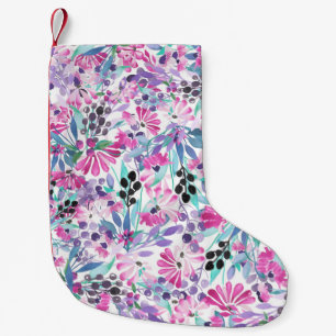 Nahtlose Muster von violetten Blumen und Beeren,bl Kleiner Weihnachtsstrumpf