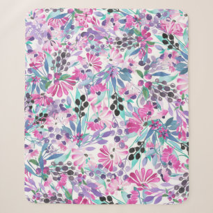Nahtlose Muster von violetten Blumen und Beeren,bl Sherpadecke