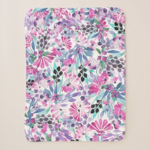 Nahtlose Muster von violetten Blumen und Beeren,bl Sherpadecke