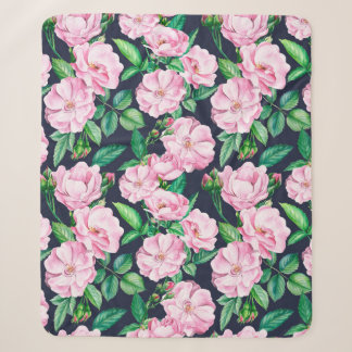 Nahtlose Muster von Zweigen von Rose, Knospen und  Sherpadecke