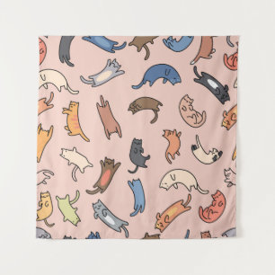 Nahtlose Musterdoodle-Katzen, Abbildung Wandteppich