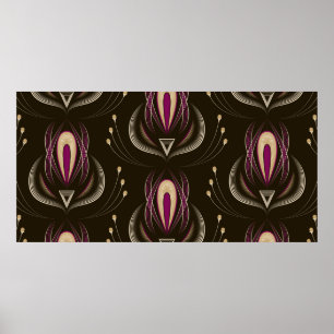 Nahtlose Mustergrafik floral stilvoll Poster