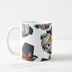 Nahtlose Musterillustration eines Gnoms mit einem Kaffeetasse