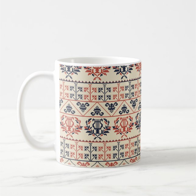 Nahtlose Musterkonstruktion mit traditioneller Pal Kaffeetasse (Links)