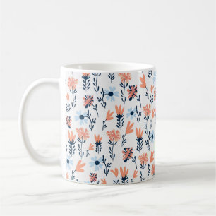 Nahtlose natürliche Blumenmuster, abstrakte Blume Kaffeetasse