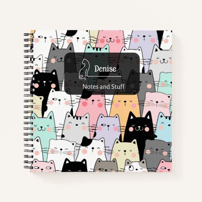 Nahtlose Niedliche Katze-Illustration Notizbuch (Vorderseite)