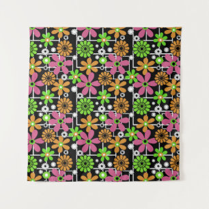Nahtlose niedliche Kinder Blumendesign Spaß Cartoo Wandteppich