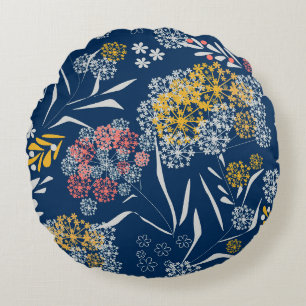 Nahtlose niedliche kleine Blume Blumenmuster Marin Rundes Kissen