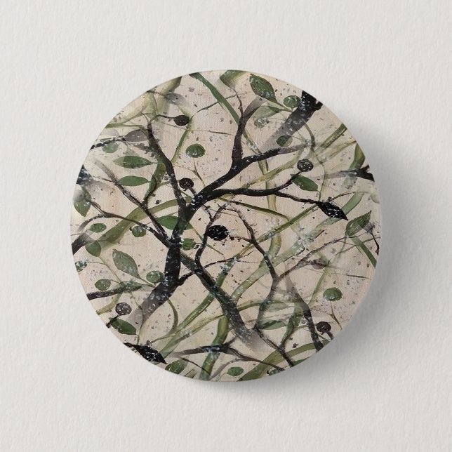 Nahtlose Olive Branch Abstrakt Art Muster Button (Vorderseite)