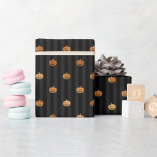 Nahtlose orange Folien-Kürbisse und Streifen Hallo Geschenkpapier