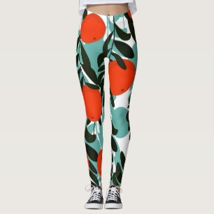 Nahtlose Orange Fruchtgarten Print Leggings