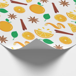 Nahtlose Orangen und Zimt Herbst Erntedank Geschenkpapier