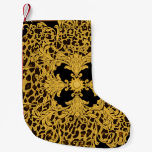 Nahtlose Ornament mit Leopard und Barock Kleiner Weihnachtsstrumpf